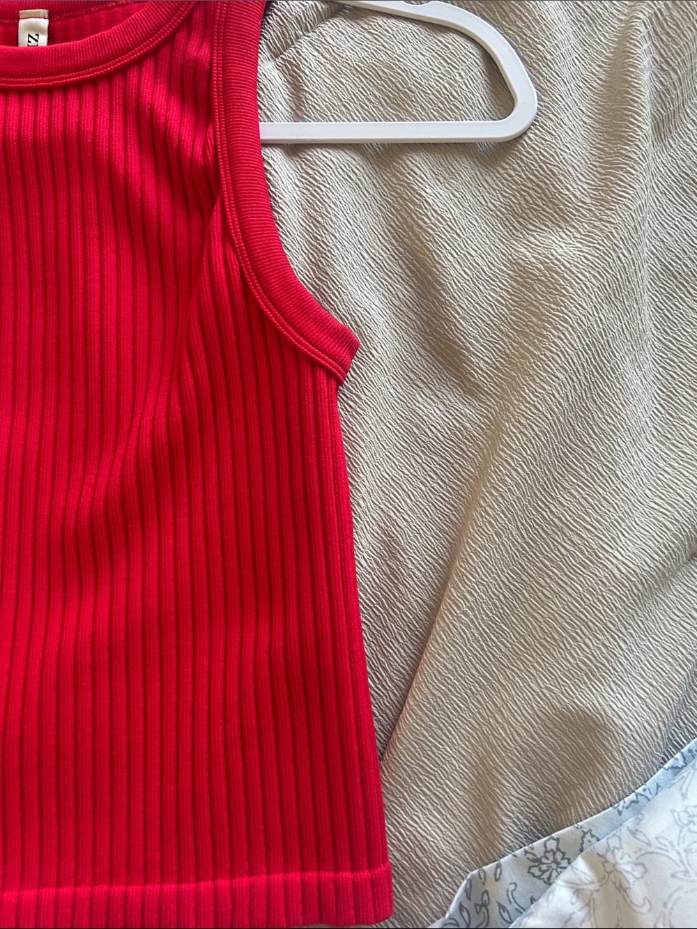 Zenana Red Ribbed Tank Top - Picture 4 of 7